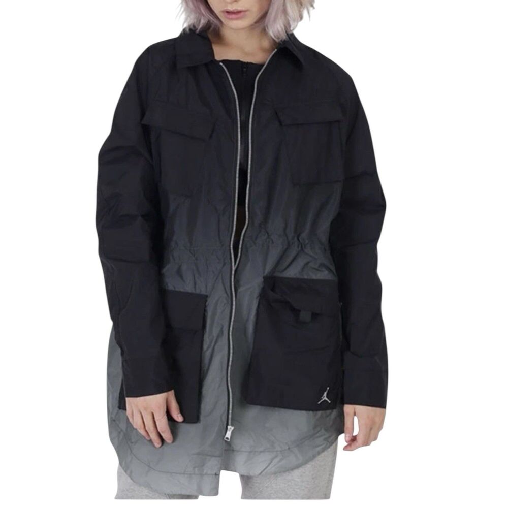 Nike Air Jordan Jacket WMNS‎ XL Black Windbreaker  CU6319-010 Sporty Reflective - Picture 2 of 15